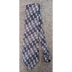 Tie 70s 80s 90s Y2K New Vintage Stock Geoffrey Beene Blue Brown 4 Wide 59 Long